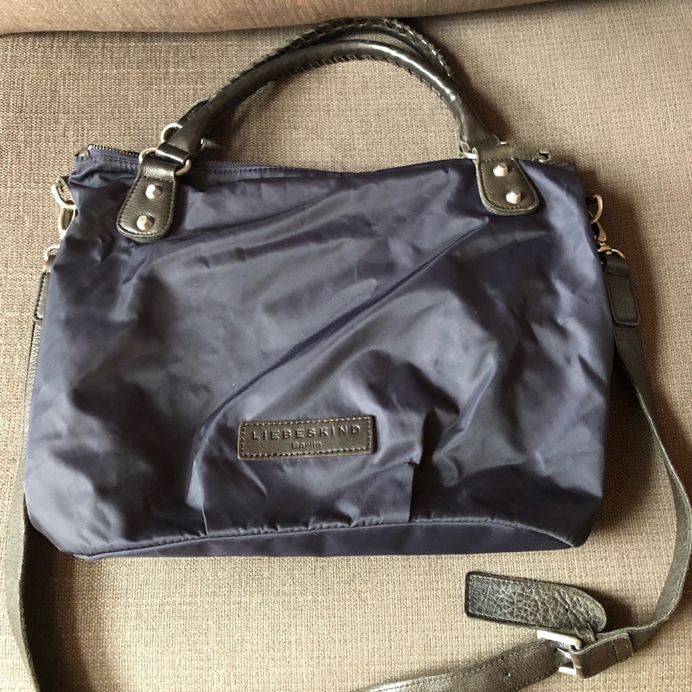 Liebskind Nylon/Leather Purse Handbag Blue Brown